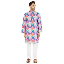 Atasi Indian Designer Kurta for Men Printed Long Sleeves Summer Ethnic Long Shirt
