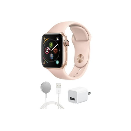 Apple Watch Series 4 (GPS) - 44 mm - gold aluminum - smart watch with sport band - fluoroelastomer - pink sand - wrist size: 5.51 in - 8.27 in - 16 GB - Wi-Fi, Bluetooth - 1.29 oz - Grade B