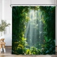 thumbnail image 3 of Natural Scenery Forest Green Shower Curtain Trees Sunshine Tropical Forest Nature Bathroom rations Bath Curtain with, 3 of 7