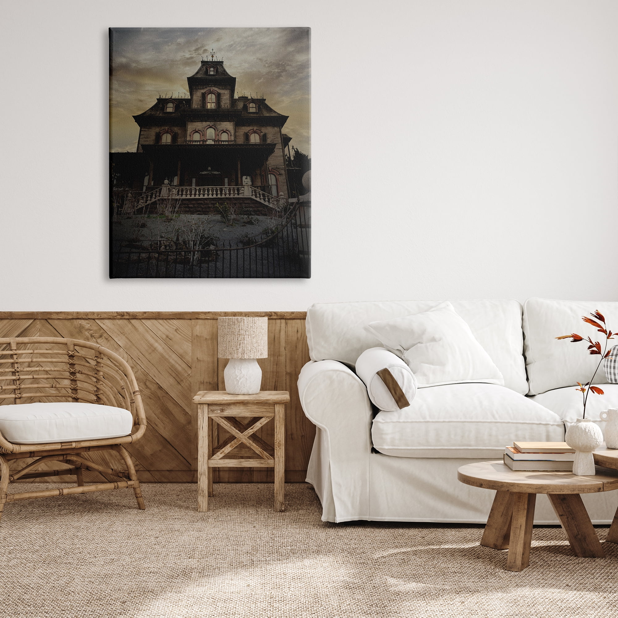 Stupell Industries Haunted House Landscape Nature Painting Gallery Wrapped Canvas Print Wall Art, 36 x 48