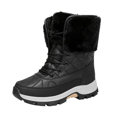 

jsaierl Womens Snow Boots Warm Ankle Booties Comfortable Slip On Outdoor Fur Lined Lining Winter Shoes for Women