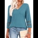 thumbnail image 1 of Blusas Elegantes e Informales de 3/4 para Mujer, Camisetas de Cuello en V A , Ropa de Verano 2025. Azul Mar XL, 1 of 7