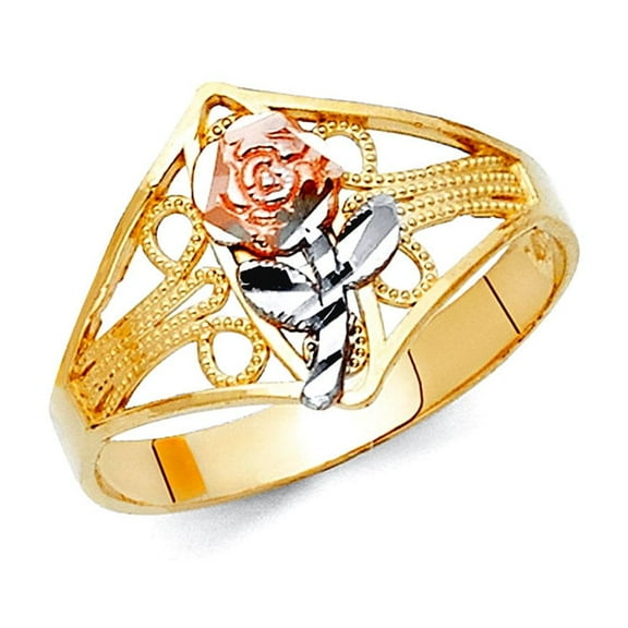 14k Yellow Gold Flower Ring Size 7 Ring for Women - 1.7 Grams
