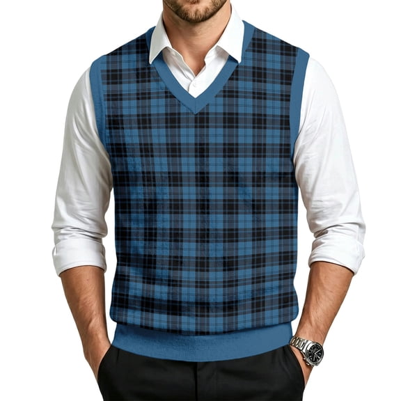 Sweater Vest for Men Relaxed Fit V Neck Sleeveless Argyle Knitted Pullover Autumn Winter Warm Sweater Tank Tops