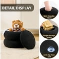 thumbnail image 4 of Tcbosik Teddy Velvet Macaron Ottoman with Storage, Black Plush Round Footrest & Extra Seat, 15" Dia x 11.8"H, Multi-Use Stool for Home, 300 lbs Weight Capacity, 4 of 7