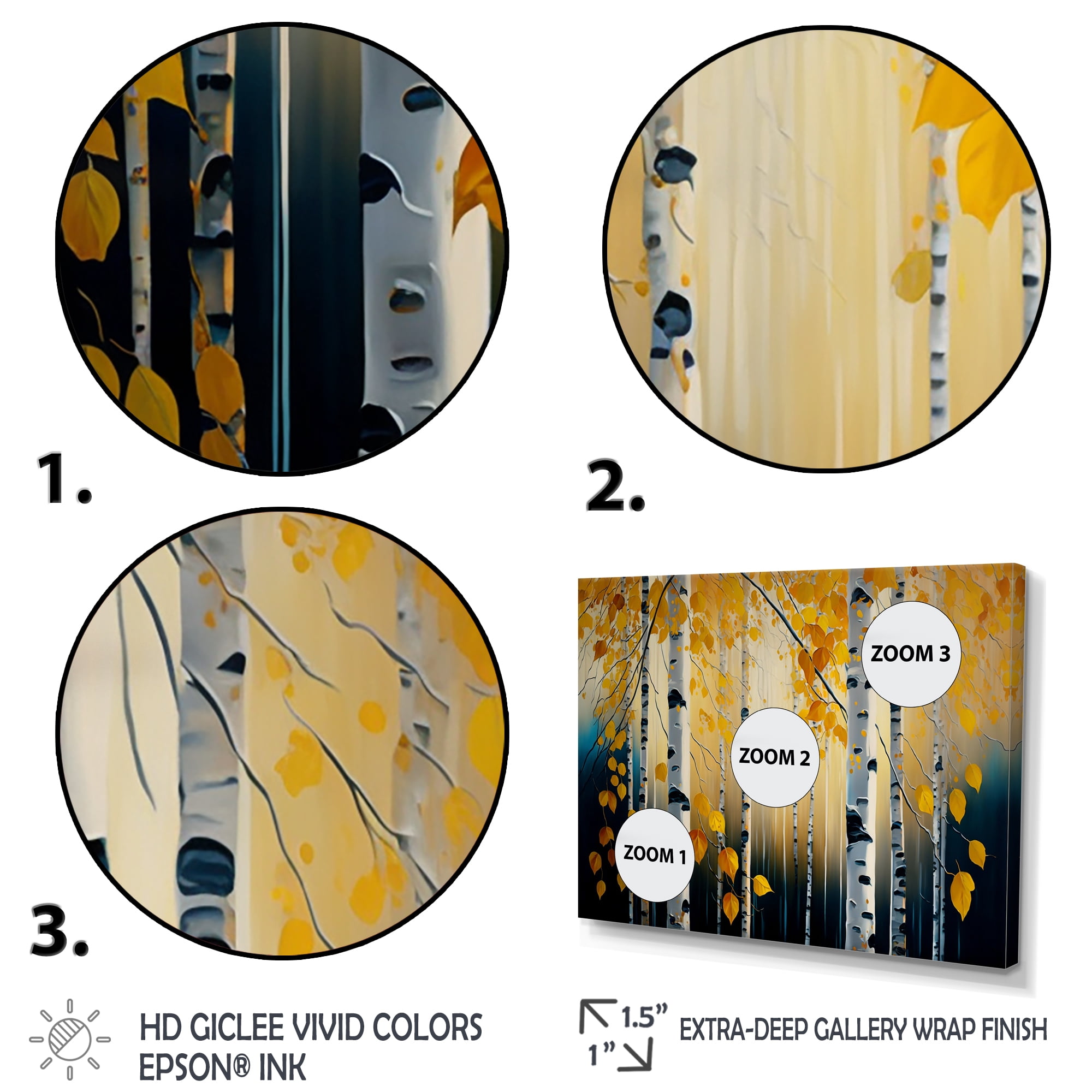 Designart Into A Golden Birch Forest I Canvas Wall Art