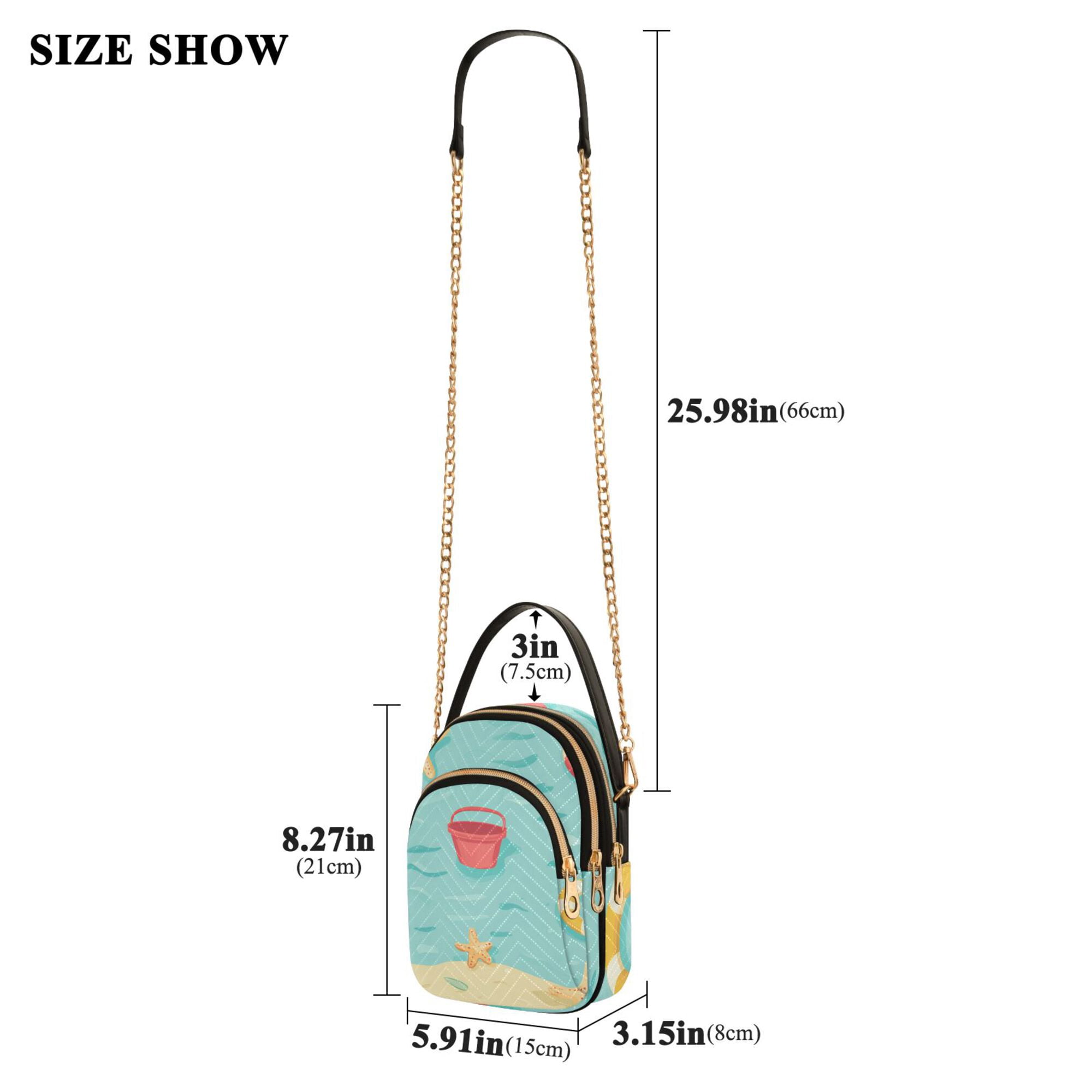 FORMRS Crossbody Bag for Women Quilted Travel Shoulder Cell Phone Purse with Chain Strap Handbag, Blue Beach Pattern
