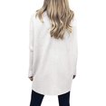 thumbnail image 4 of Jersey de cuello alto para mujer, manga larga de murciélago, dobladillo asimétrico, suéter informal, tops de punto Adepaton CJWUS-2920, 4 of 5