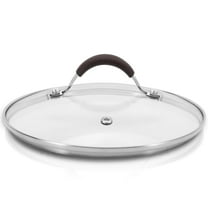 NutriChef Dutch Oven Pot Lid - See-Through Tempered Glass Lids, Stainless Steel Rim, Brown