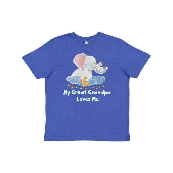 Inktastic My Great Grandpa Loves Me Cute Elephants Clouds Moon Stars Youth T-Shirt
