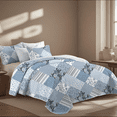 thumbnail image 2 of Davulos Patchwork Quilt Set Twin Size,2 Pieces Blue Floral Plaid Design Summer Bedspread Coverlet Set Soft Microfiber Reversible Lightweight Bed Cover for All Season, 2 of 8