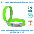 thumbnail image 3 of MedicBand Medical Alert Bracelet for Women and Men. Incl. 4 Lines Custom Engraving, Emergency Medical Wallet Card, Complimentary 12 mo. Personal Health Record Membership! Free Ship - Lime Green, 3 of 7