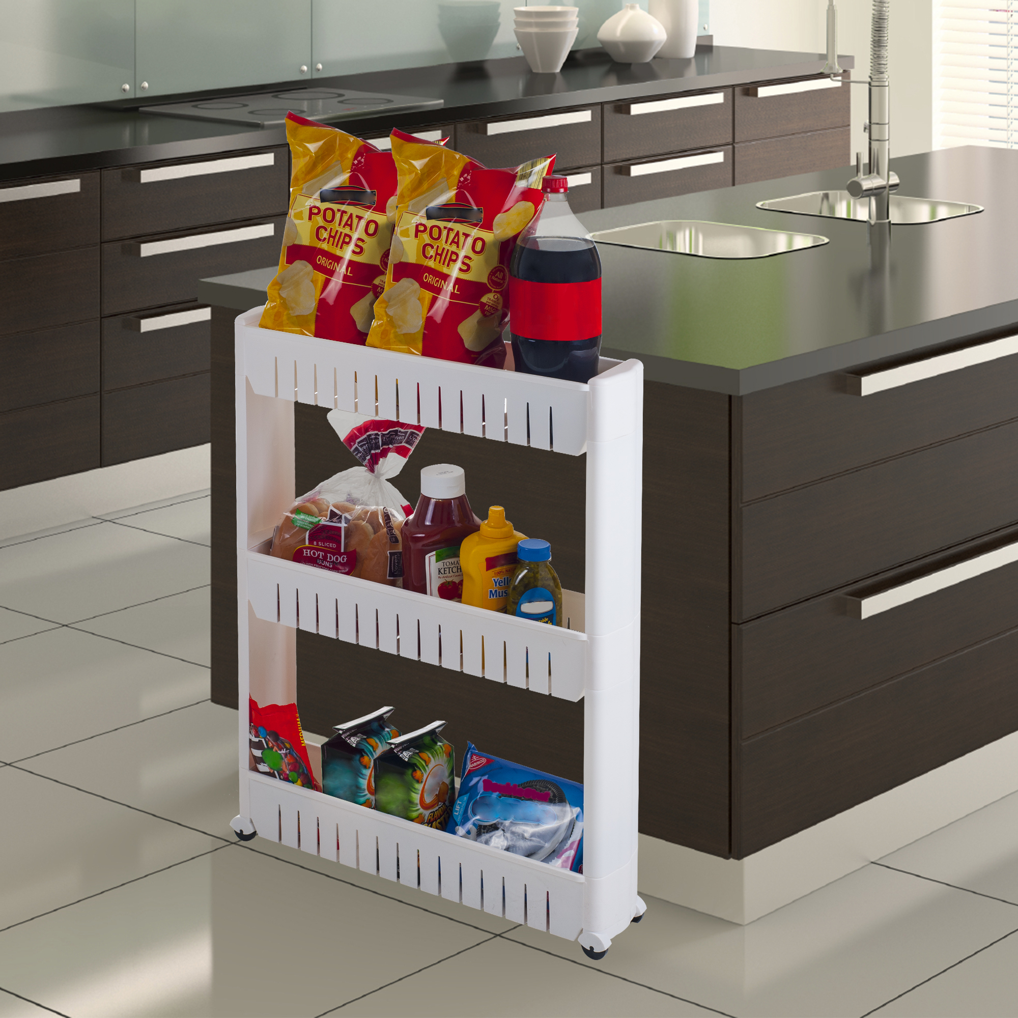 Everyday Home Portable Plastic Shelving Unit Organizer with 3 Large Storage Baskets, up to 100lb capacity - image 4 of 5