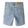 thumbnail image 4 of KIDSCOOL SPACE Little Children Denim Shorts,Elastic Band Inside Stretchy Cargo Jean Summer Pants,Light Blue,6-7 Years, 4 of 7