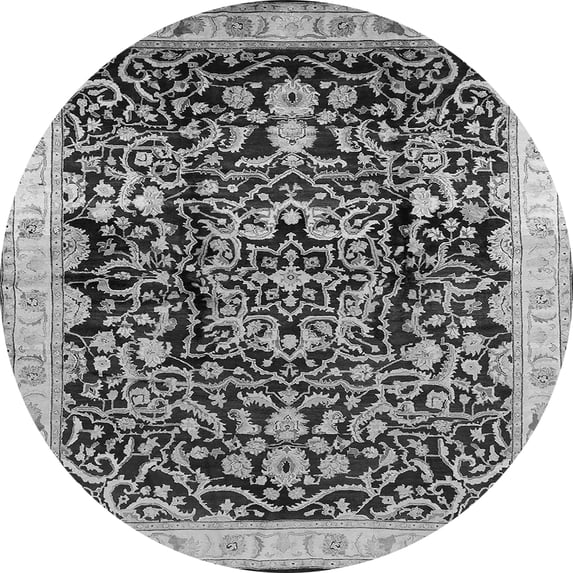 Ahgly Company Indoor Round Oriental Gray Industrial Area Rugs, 5' Round