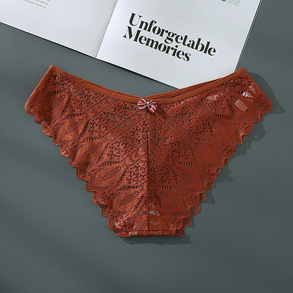 HUPOM Plus Size Underwear For Women Girls Panties Briefs Leisure None Elastic Waist Brown M