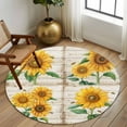 thumbnail image 2 of Round Rugs 8 Ft, Sunflower Non Slip Area Rugs for Kitchen Bedroom Entryway, Yellow Summer Botanical Vintage Washable Carpet Runner Rug Floor Mats for Bedroom Home Decor, 2 of 9