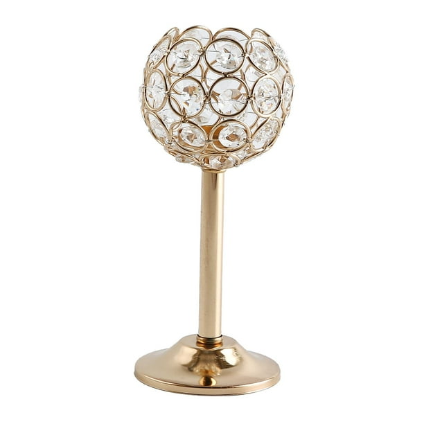 Candelabro de cristal para velas de té, decoración para bodas, fiestas, cenas en casa 19cm Dorado