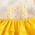 thumbnail image 6 of Wuxian Toddler Girls Summer Tank Top Outfits Spaghetti Strap Floral Pattern Sleeveless Ruffles Tiered T Shirt Vest With Elastic Denim Floral Shorts Stylish 2 Piece Sets,Yellow,2-3 Years, 6 of 6