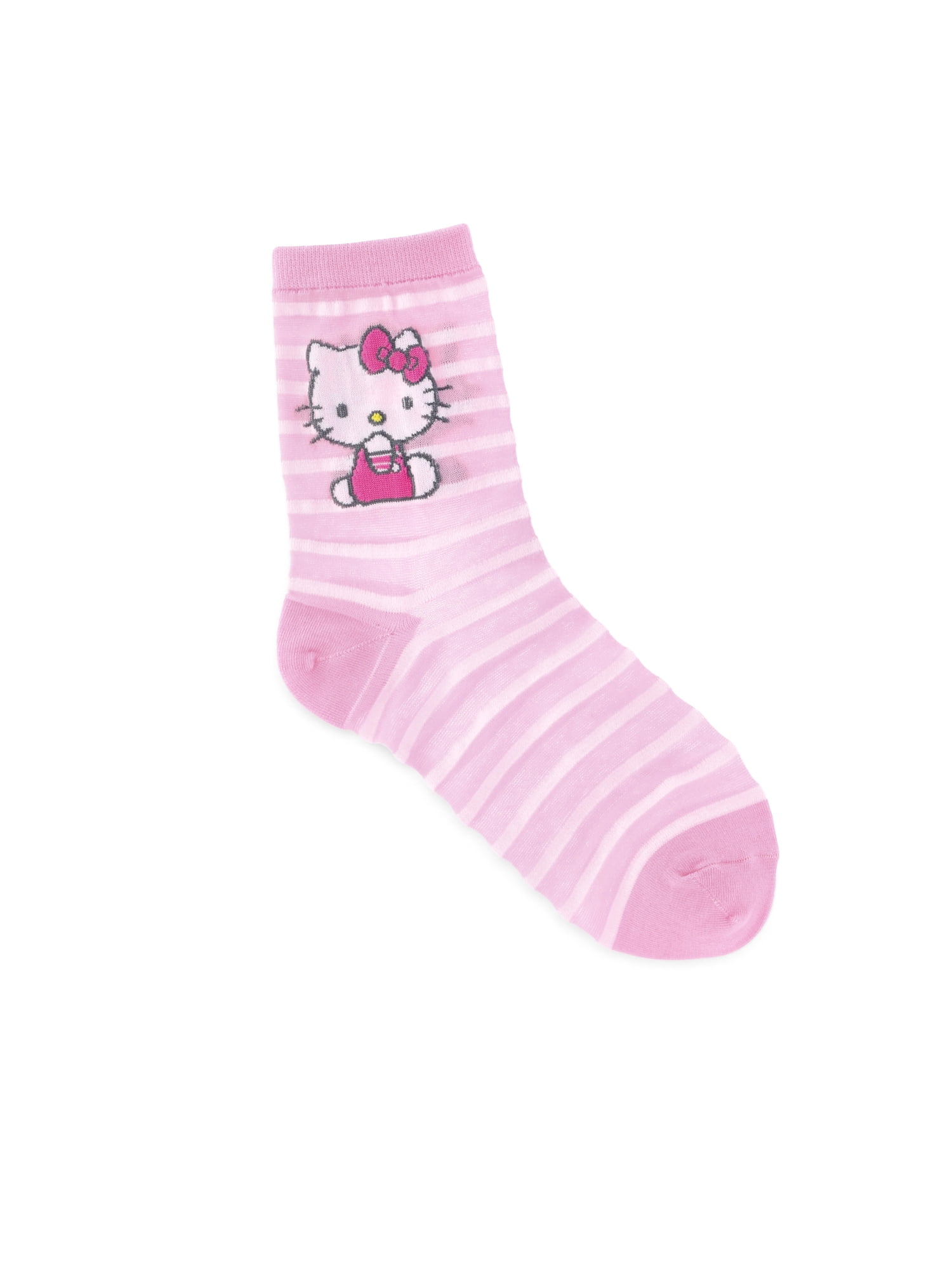 Hello Kitty Women's Semi Sheer Mid-Crew Socks, 2-Pack, Shoe Sizes 4-10