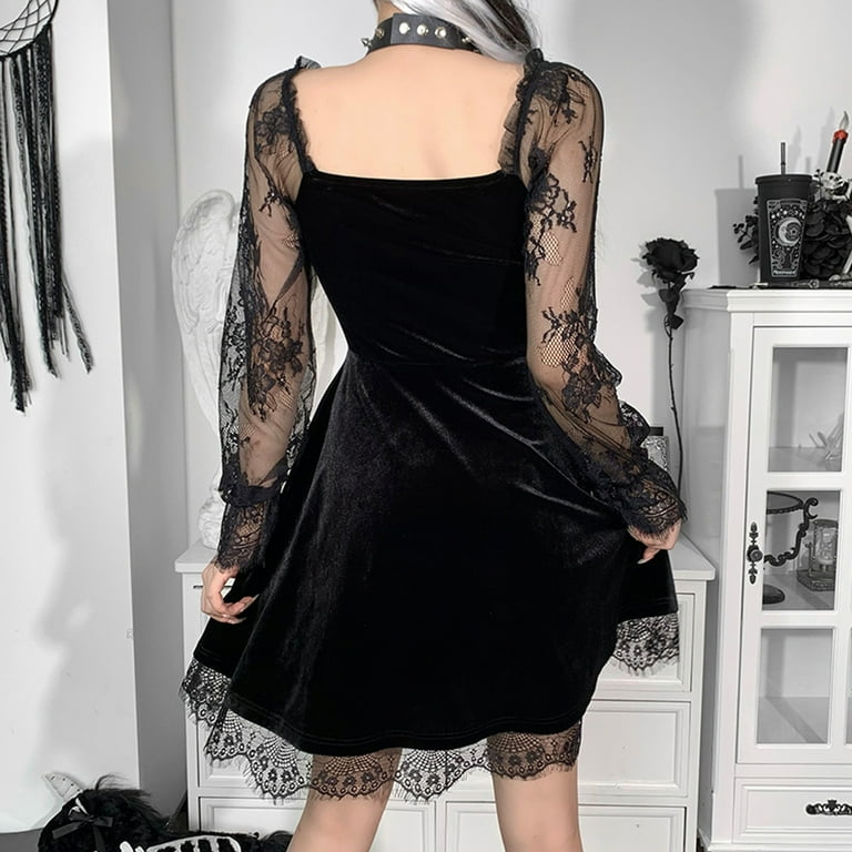 Black dress top with transparent sleeves