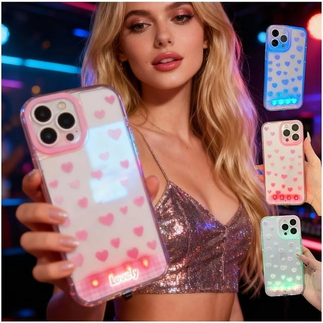 LED Bowknot Phone Case, Vibrant Built-in Light up Cases, Fashion Colorful Incoming Call Glowing Flash Light-Up Protective Cover for iPhone, Stylish Parties and Daily Use