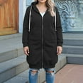 thumbnail image 4 of Nokdvo Zipper Hoodies for Women Long Tunic Hooded Sweatshirts Fall Plus Size Long Sleeve Jackets Y2k Casual Cardigan Coat with Pockets Black 4XL, 4 of 4