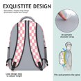 thumbnail image 5 of Pink and White Checkered Pattern Backpack for School, Cute School Bag with Adjustable Shoulder Straps and Padded Back, 15.3"x11"x6.7", 5 of 5