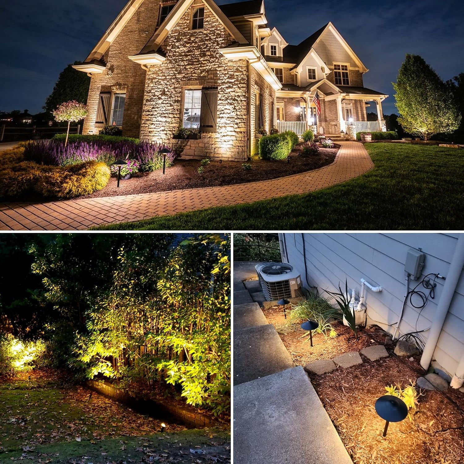 SUNVIE Low Voltage Landscape Lighting Kit with Transformer LED Outdoor Spotlight Path Light for Yard