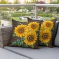 thumbnail image 4 of Vintage Sunflower Pillow Covers 2 Pack Yellow Floral Butterfly Farm Wood Grain Pillowcase Waterproof Outdoor Throw Pillow Cover for Patio Garden Square Cushion 16”x16”, 4 of 9