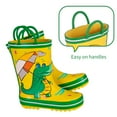 thumbnail image 3 of Toddler Rain Boots Kids Waterproof Printed Boys Girls Natural Rubber Rainboots with Handles,Yellow Dinosaur,6T, 3 of 8
