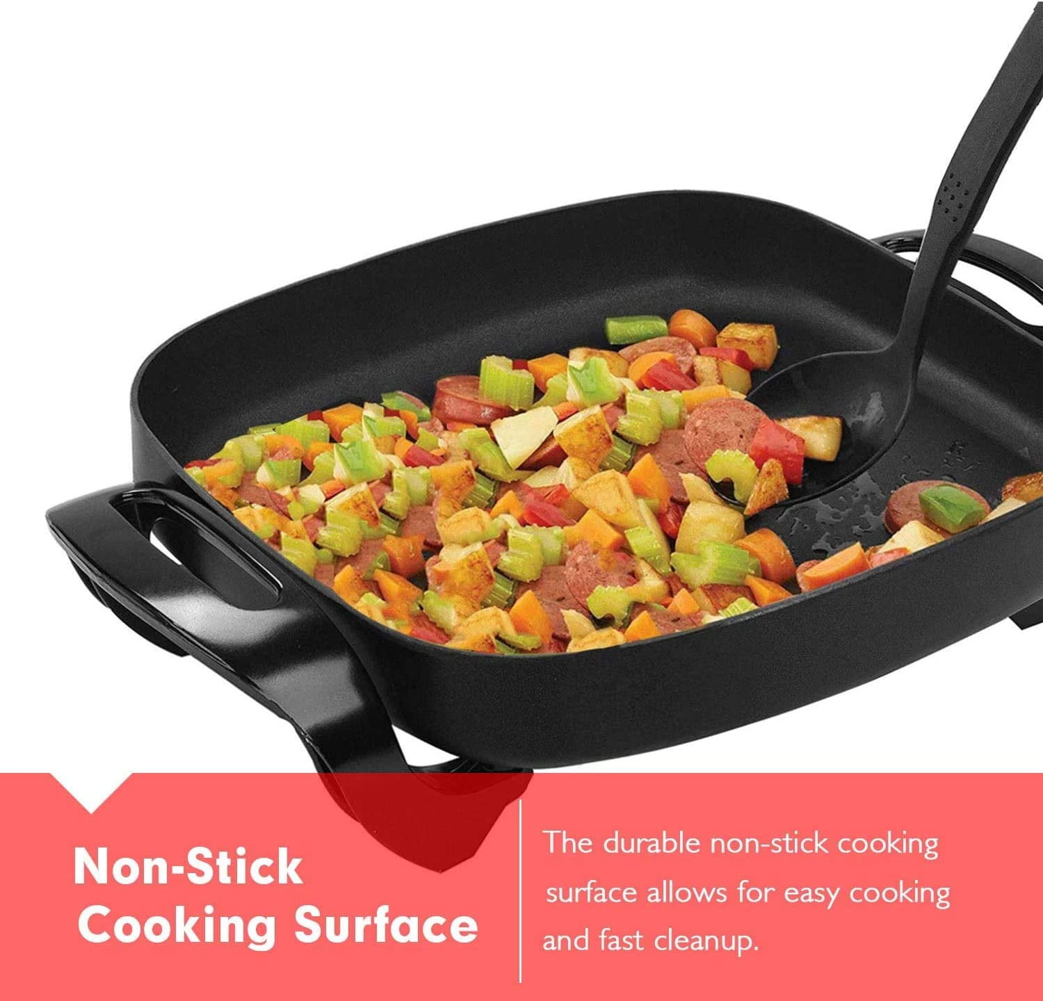  Electric Skillet Nonstick with Lids - 16 inch Extra