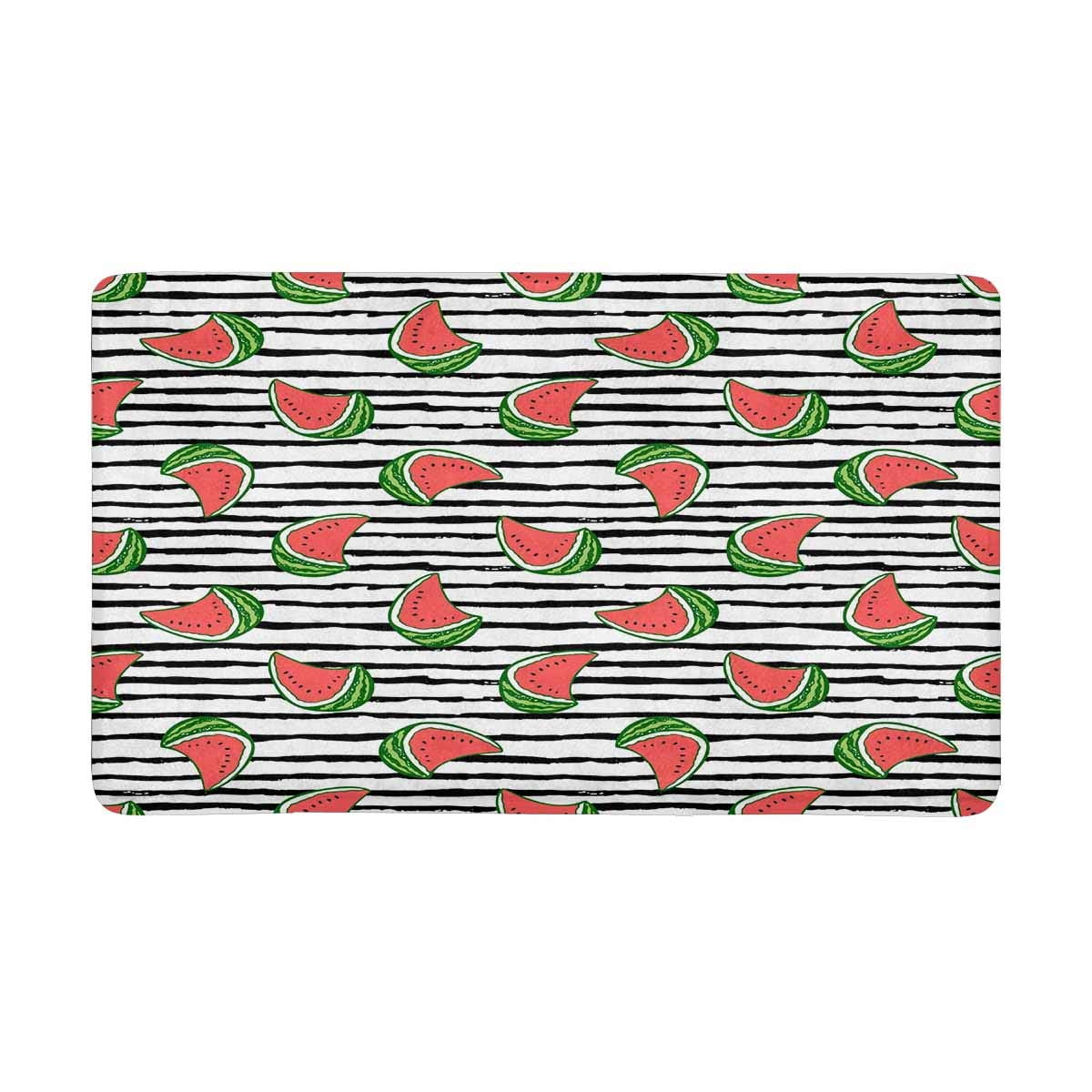 Pop Summer With Watermelons On Black And White Stripes Door Mat Home Decor Indoor Entrance Doormat 30x18 Inches