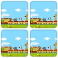 thumbnail image 1 of Vinyl Drink Coasters - Set of 4 - Cute Animal Train, 1 of 3
