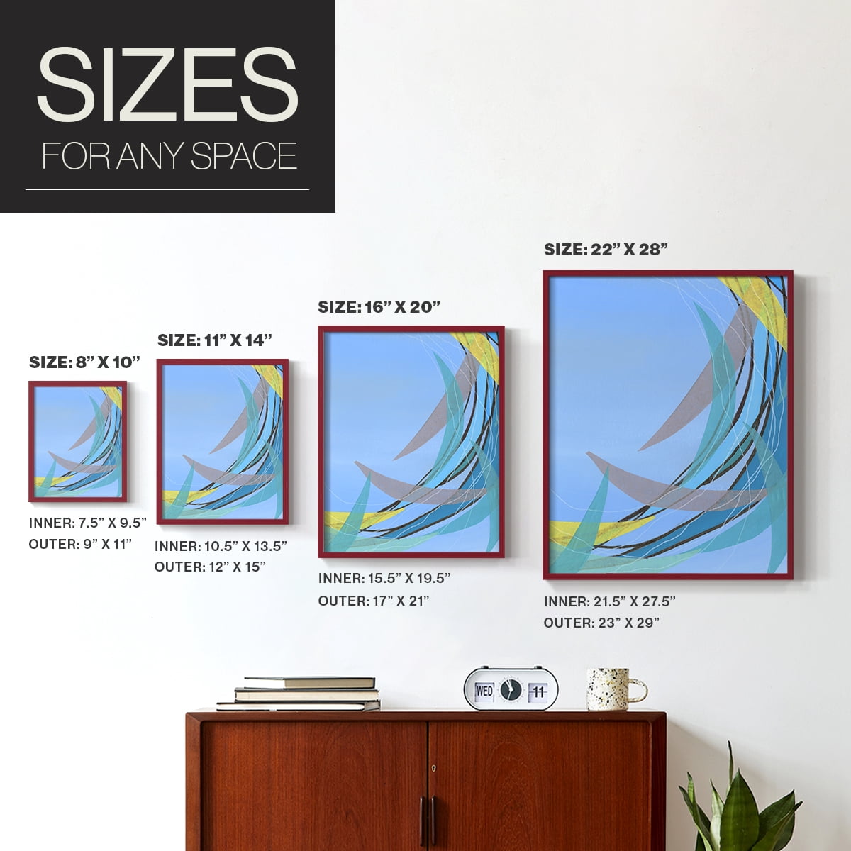 Circulating Flow II Framed Print in Red Solid Wood Framed Print No Nail Hanging