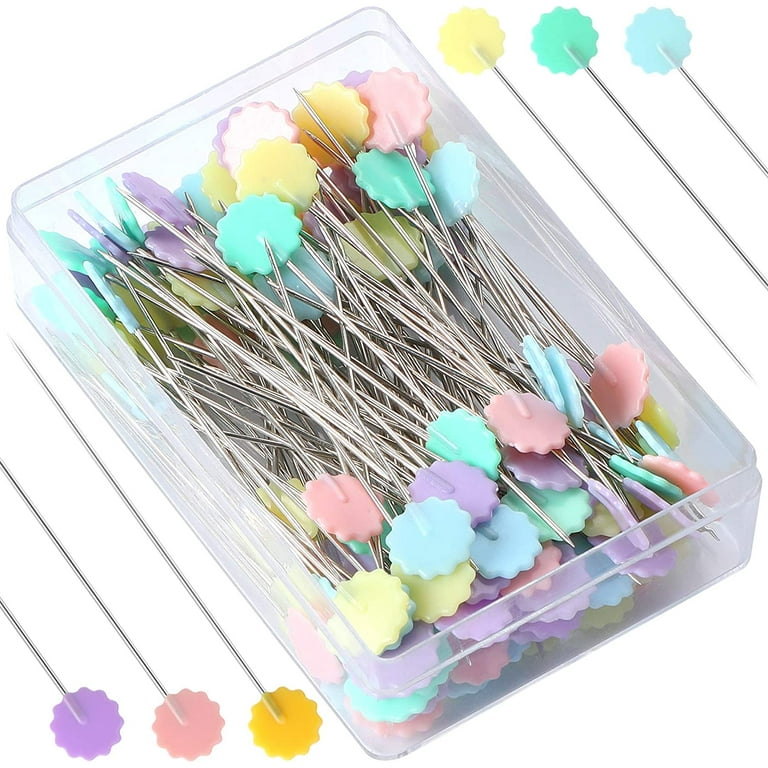 200 Pieces Flat Head Straight Pins, Flower Head Sewing Pins Quilting Pins  for Se