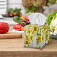 thumbnail image 3 of ZUXONGSY Sunflower Wood Square Tissue Box Cover PU Leather Household Tissue Holder Waterproof Tissue Cover Stylish Tissue Box Cover Bedroom Office Desk Accessories, 3 of 7