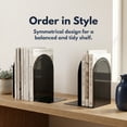 thumbnail image 2 of Unique Bargains 2Pcs Decorative Metal Modern Hollow-out Bookends Black 5*3.1*6.5inch, 2 of 5