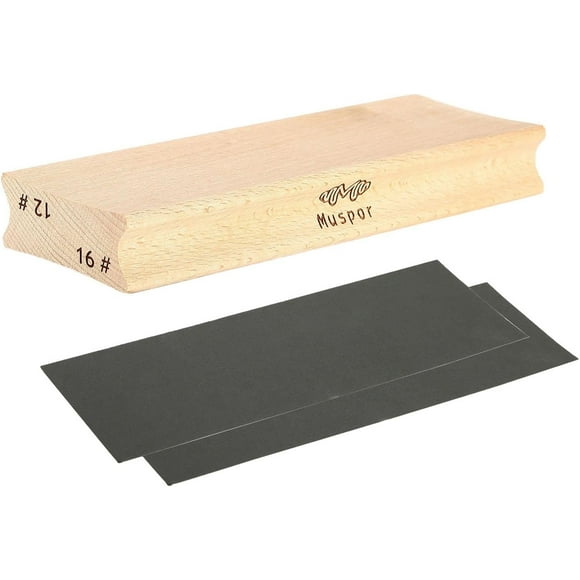 Yazoeia Bloc de Ponçage pour le Cou de Guitare avec 2 Feuilles, Outil de Luthier Portable pour l'Entretien de la Touche de Guitare, 12 à 16 CJC912-201323