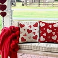 thumbnail image 4 of Valentine''s Day Pillow Covers 16x16 Inch Set of 2 Red Hearts Decor White Throw Pillow Covers Valentine''s Day Cushion Case Decoration for Sofa Couch, 4 of 6
