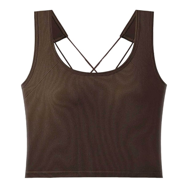 Camiseta sin mangas con relleno en el pecho para mujer: top corto, capa interior de cintura alta para verano
