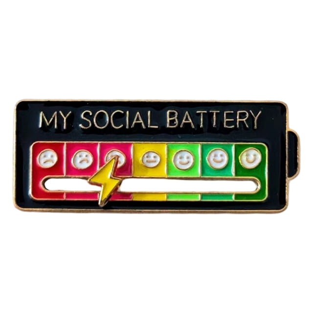 Broche de energía para transformar el estado de ánimo, insignia metálica deslizante con poder social para hombres y mujeres. Joyería con diseño de pin de expresión.