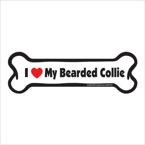 I Love My Bearded Collie Bone Magnet