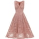 thumbnail image 4 of Vestido formal de noche de fiesta lindo con retazos drapeados de bloque de color de encaje con cuello en V para mujer Pompotops  ghjkhdj9328, 4 of 4