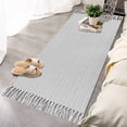 thumbnail image 1 of iOhouze Boho Bathroom Rug Runner with Tassel, 2'x4.3', 100% Woven Farmhouse White Grey Runner Rug Fully Reversible, Cotton Machine Washable Runner Rugs for Kitchen Hallway Living Room Bedroom Laundry, 1 of 5