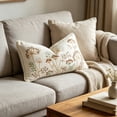 thumbnail image 6 of Rustic Wildflower Embroidered Lumbar Pillow Cover, Fuzzy Yarn Vintage Floral Rectangular Cushion Case for Sofa Bed Bench Chair and Farmhouse Home Decor, 6 of 6