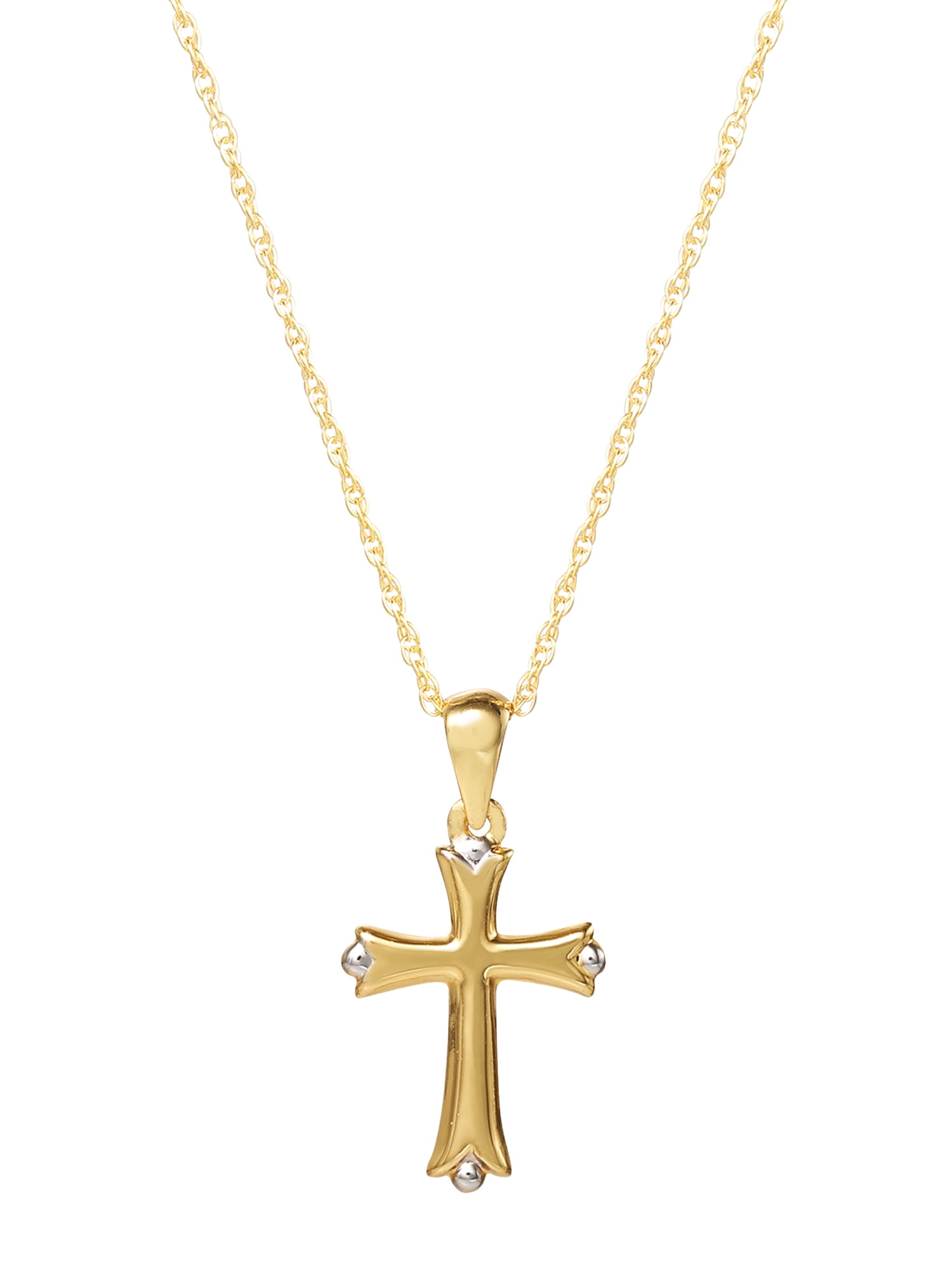 Sterling Silver 14KT Plated Cross Pendant, 18" Chain