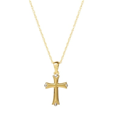 Brilliance Fine- Women's  Jewelry Sterling Silver 14KT Plated Cross Pendant, 18" Chain