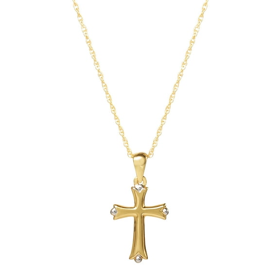 Brilliance Fine- Women's  Jewelry Sterling Silver 14KT Plated Cross Pendant, 18" Chain