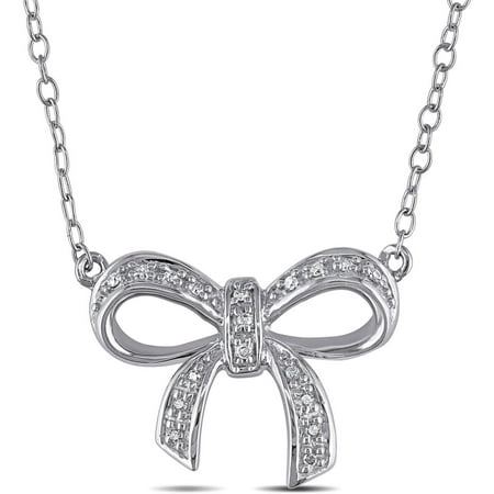 Miabella Diamond Accent Sterling Silver Bow Pendant, 17